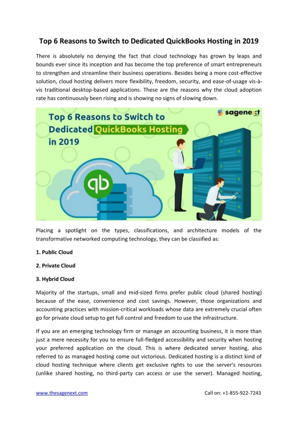 Top 6 Reasons to Switch to Dedicated QuickBooks Hosting in 2019