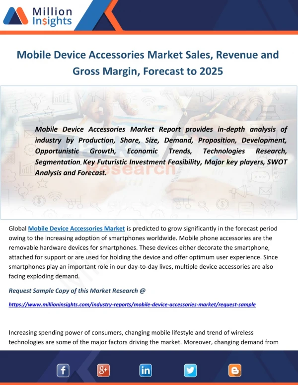 Mobile Device Accessories Market Sales, Revenue and Gross Margin, Forecast to 2025