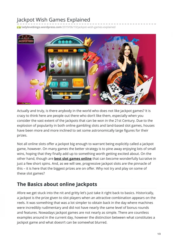 Jackpot Wish Games Explained