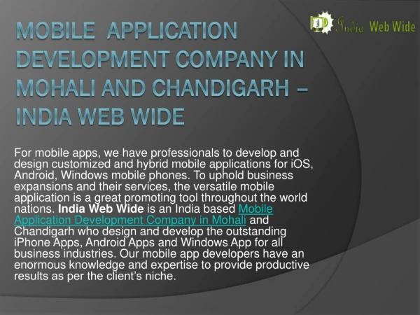 Mobile Application Development Company in Mohali and Chandigarh | India Web Wide