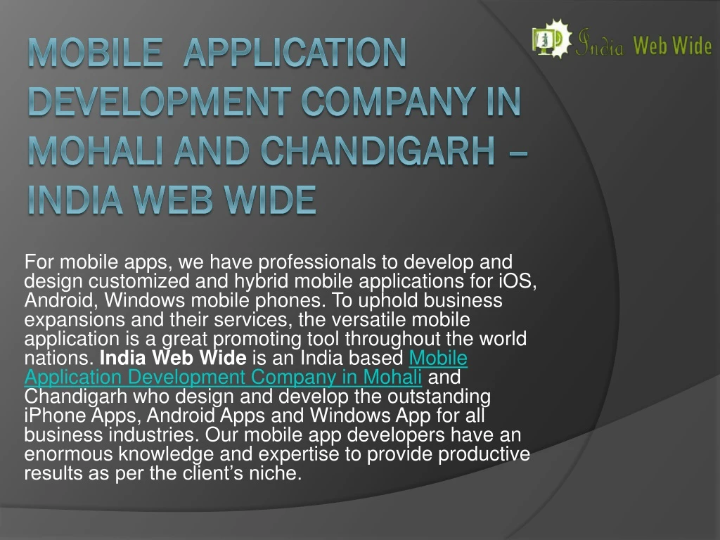 mobile application development company in mohali and chandigarh india web wide
