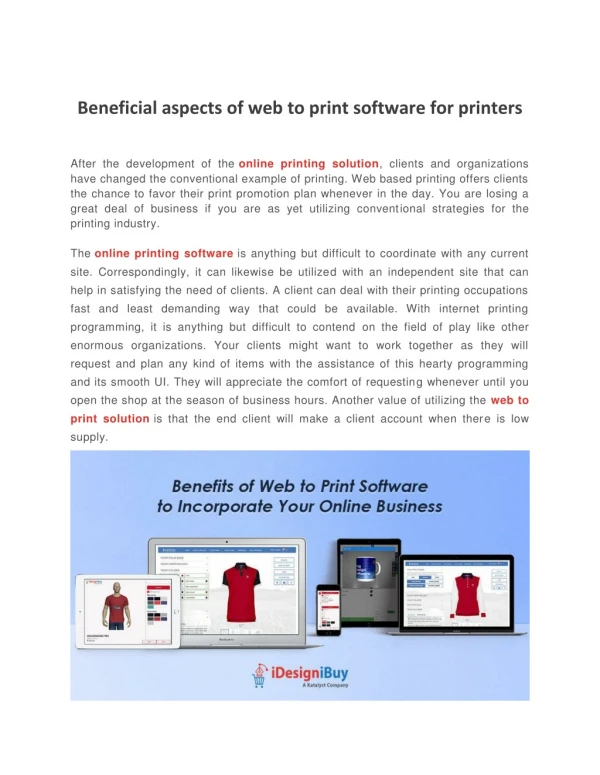 Beneficial aspects of web to print software for printers