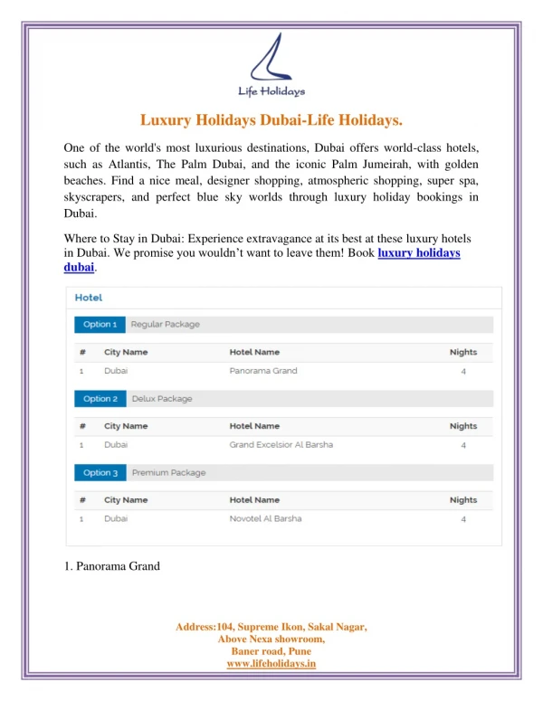 Luxury Holidays Dubai - Life Holidays