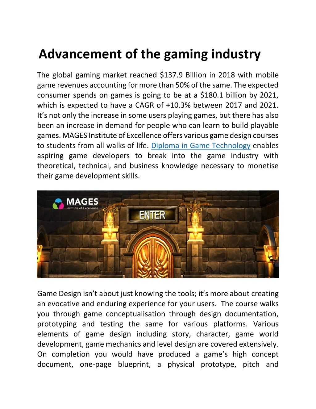 advancement of the gaming industry the global