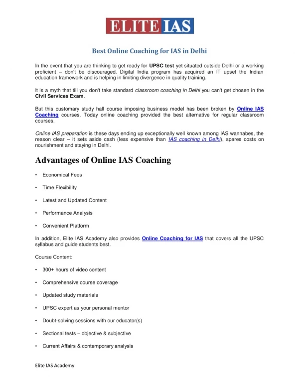 Best Online Coaching for IAS in Delhi