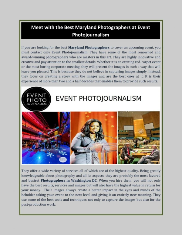 Meet With The Best Maryland Photographers At Event Photojournalism