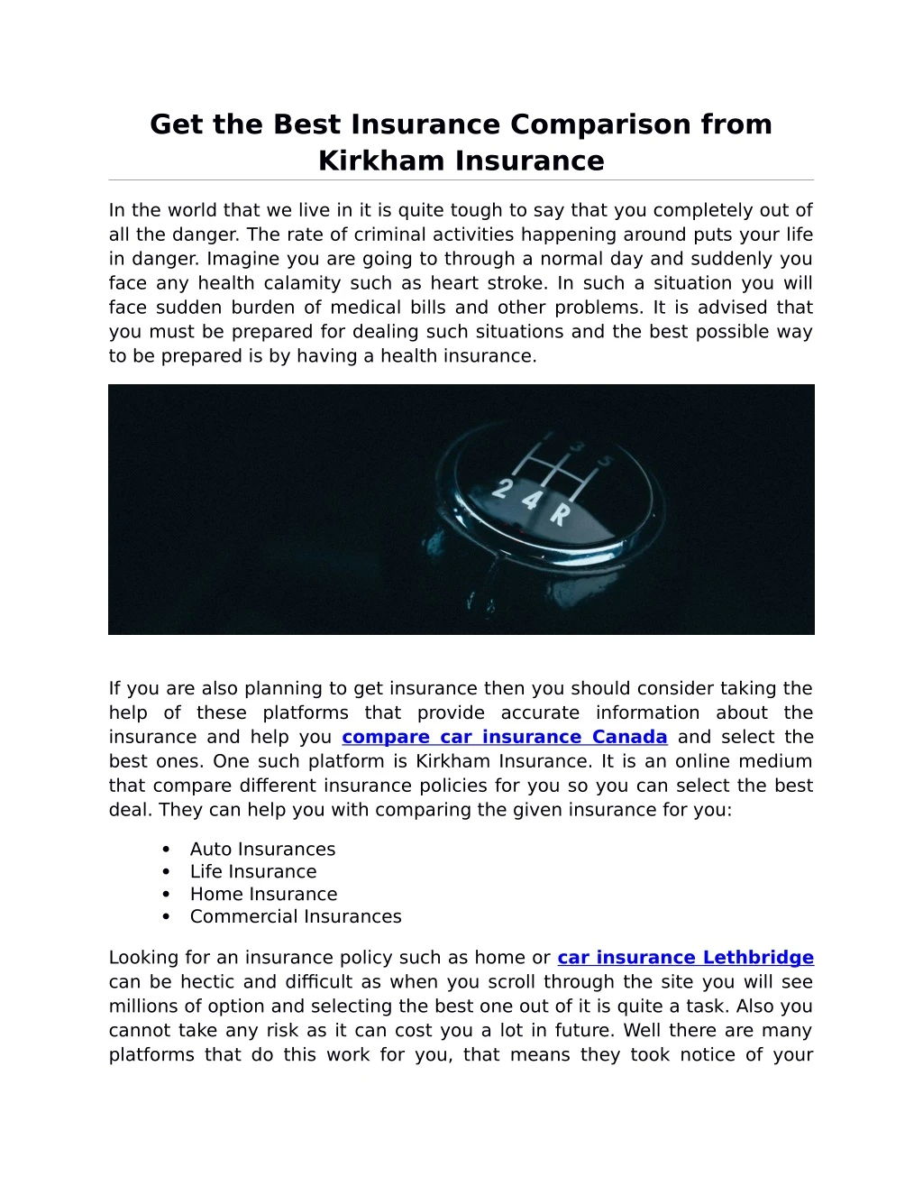 get the best insurance comparison from kirkham