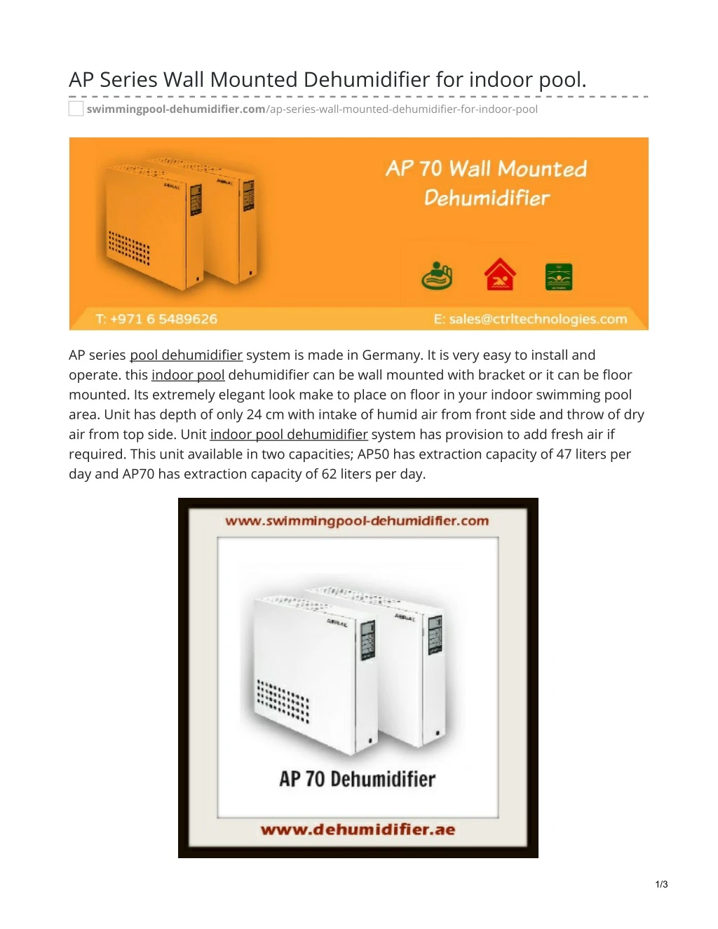 ap series wall mounted dehumidifier for indoor