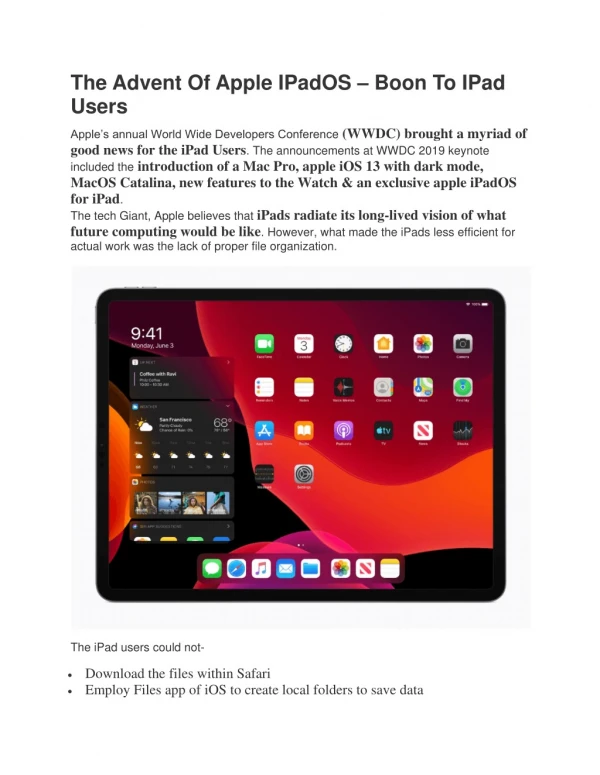 Apple iPadOS – An Exclusive Dedicated Operating System for iPads