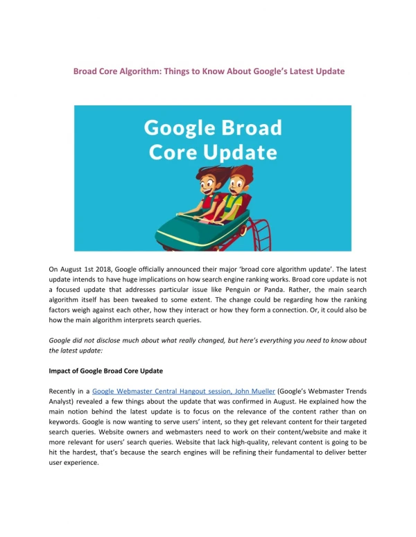 Broad Core Algorithm: Things to Know About Google’s Latest Update