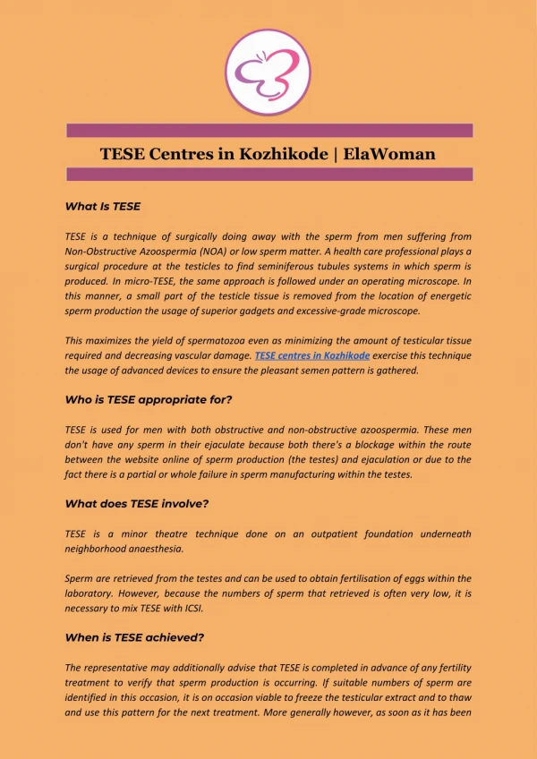 TESE Centres in Kozhikode | ElaWoman