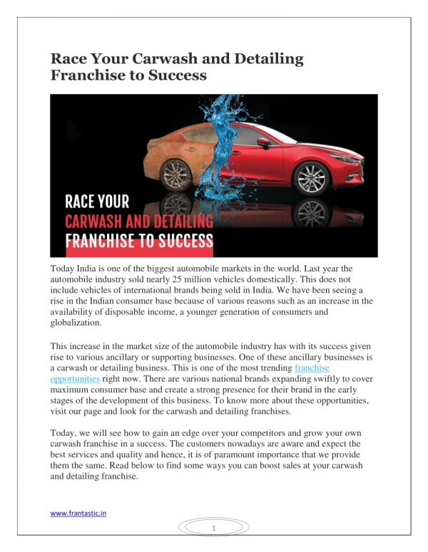 Race Your Carwash and Detailing Franchise to Success