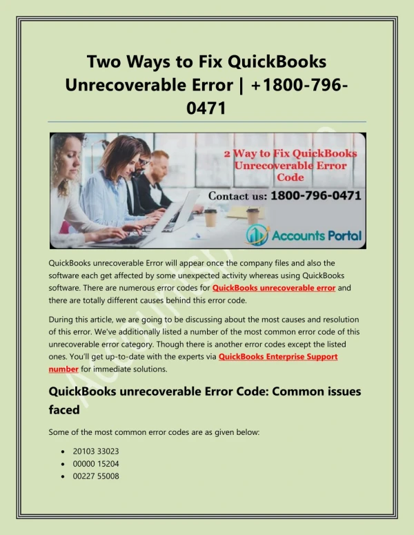 Two Ways to Fix QuickBooks Unrecoverable Error - Learn Here How to