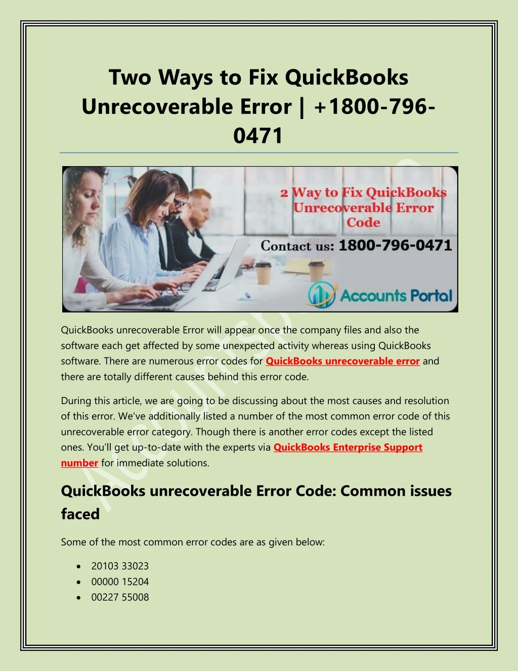 two ways to fix quickbooks unrecoverable error