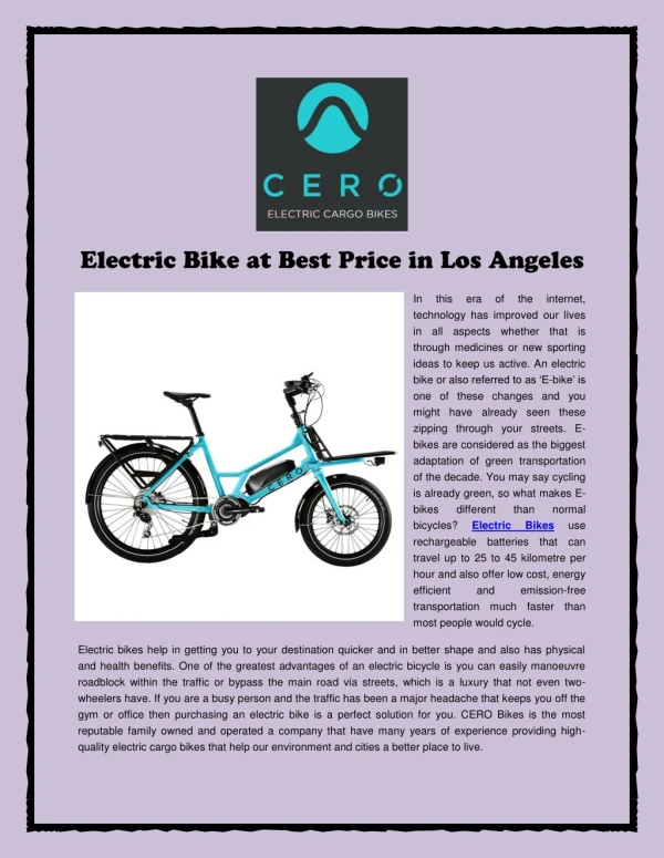 Electric Bike at Best Price in Los Angeles