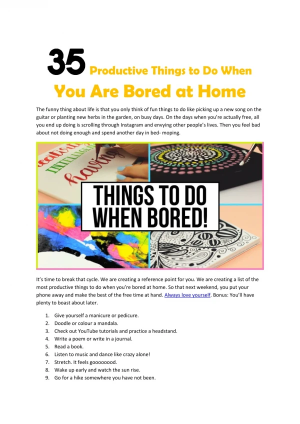 35 Productive Things to Do When You Are Bored at Home