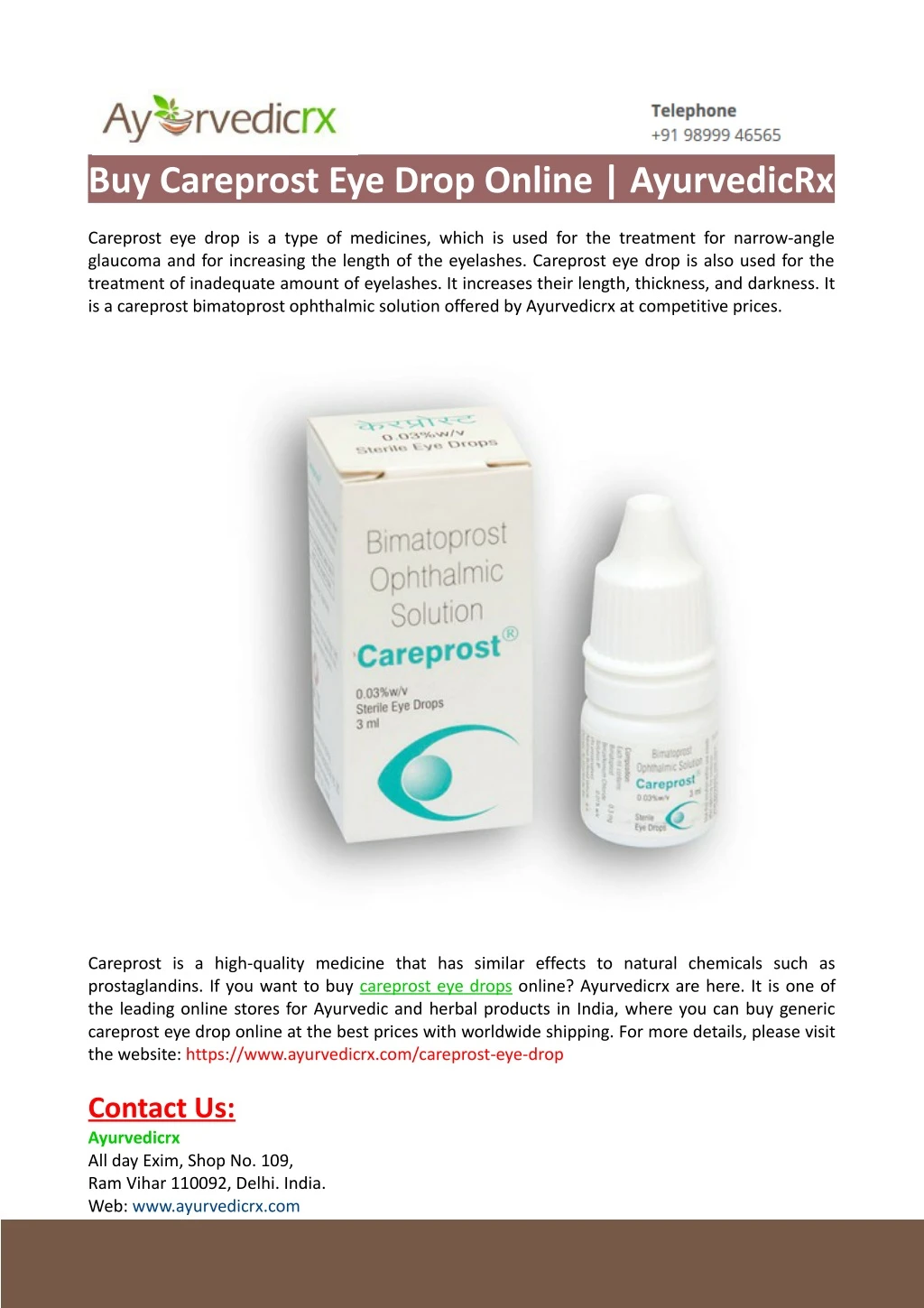 buy careprost eye drop online ayurvedicrx