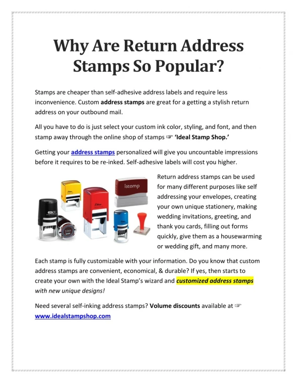 Why Are Return Address Stamps So Popular?