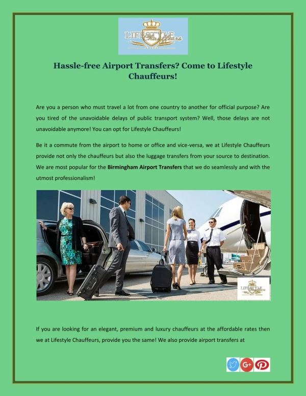 Hassle-free Airport Transfers? Come to Lifestyle Chauffeurs