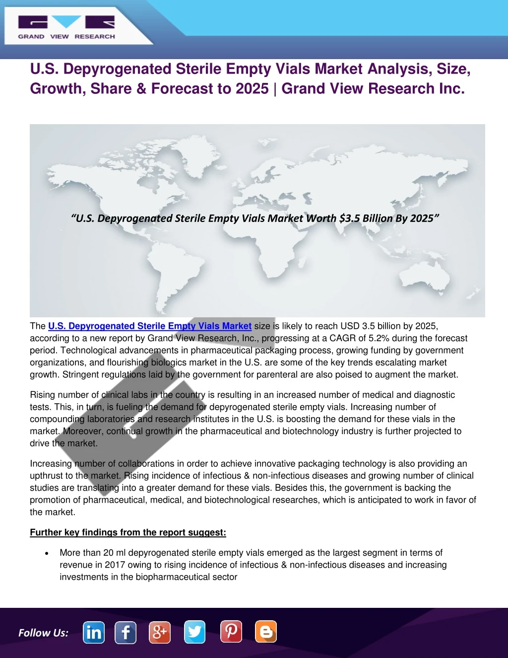 u s depyrogenated sterile empty vials market