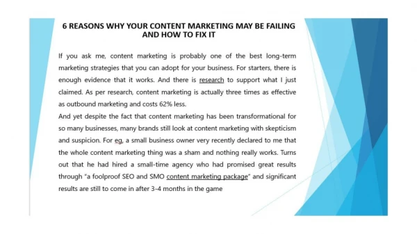 6 REASONS WHY YOUR CONTENT MARKETING MAY BE FAILING AND HOW TO FIX IT