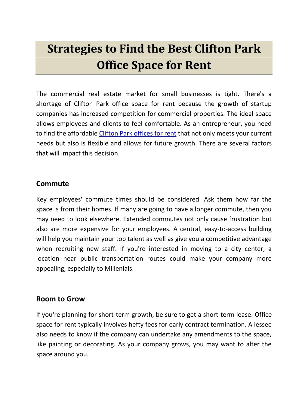 strategies to find the best clifton park office