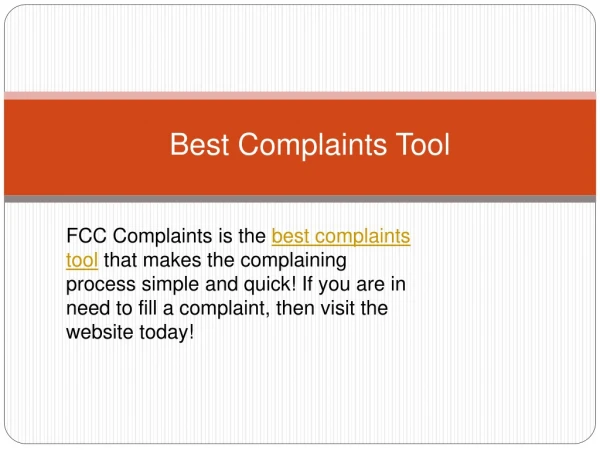 Best Complaints Tool