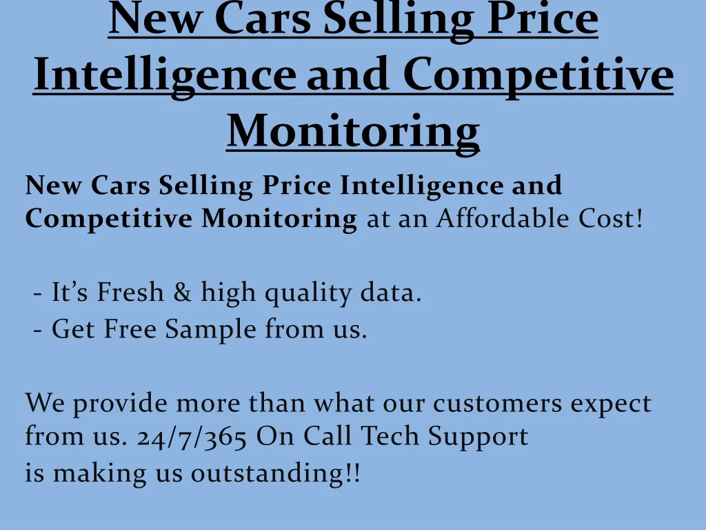 new cars selling price intelligence and competitive monitoring