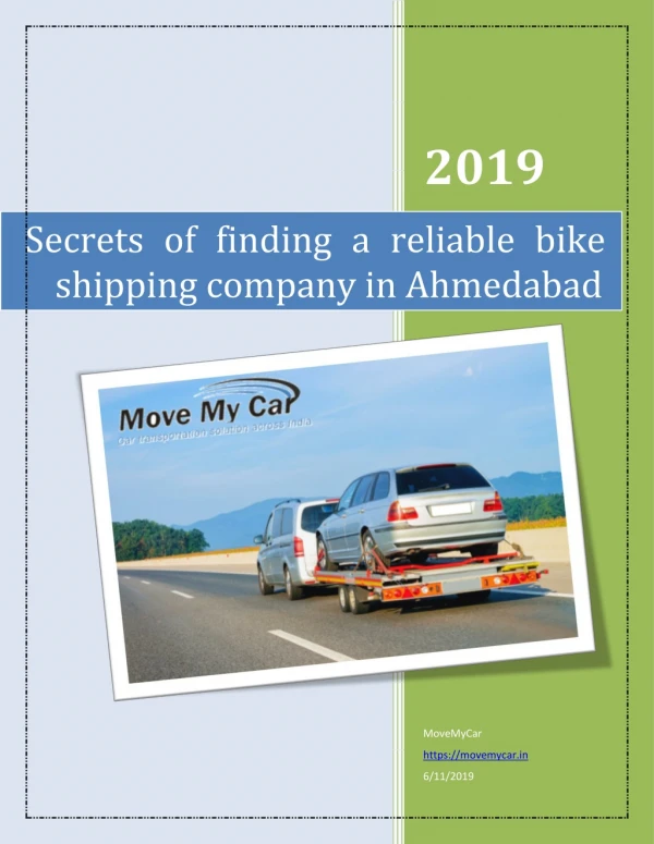 Secrets of finding a reliable bike shipping company in Ahmedabad