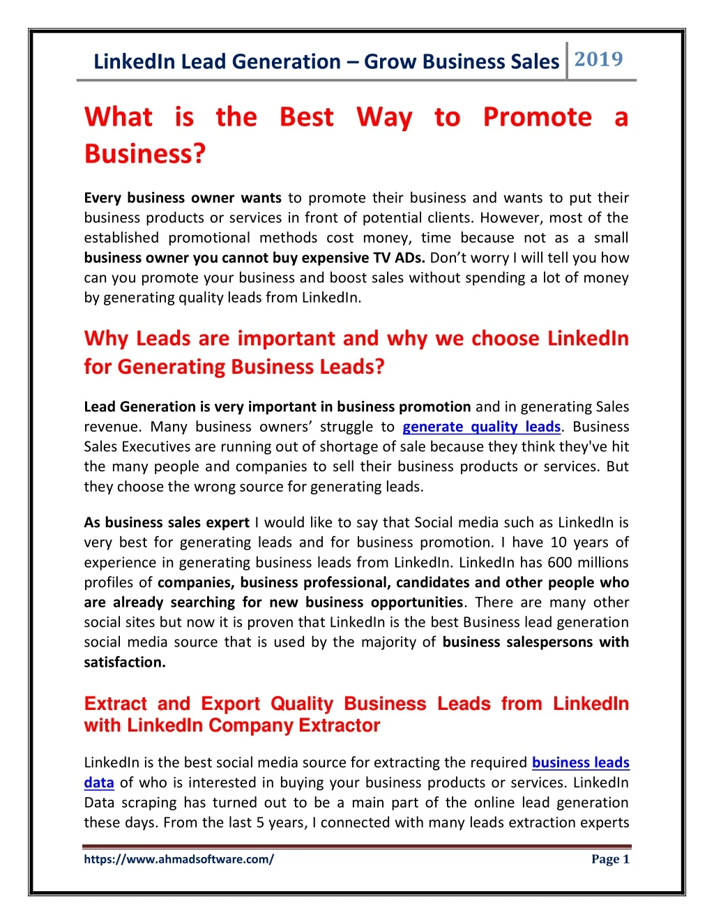 linkedin lead generation grow business sales 2019