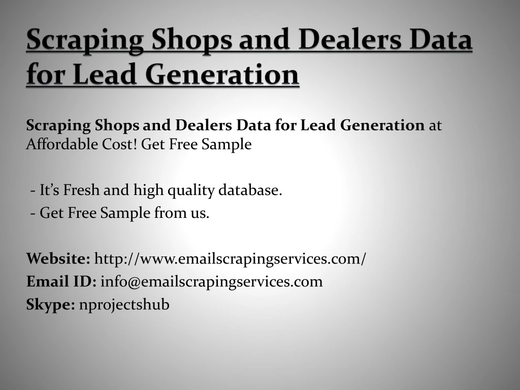 scraping shops and dealers data for lead generation