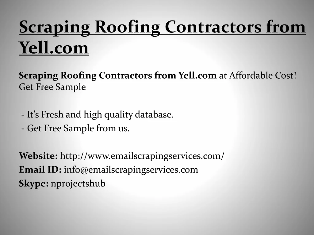 scraping roofing contractors from yell com