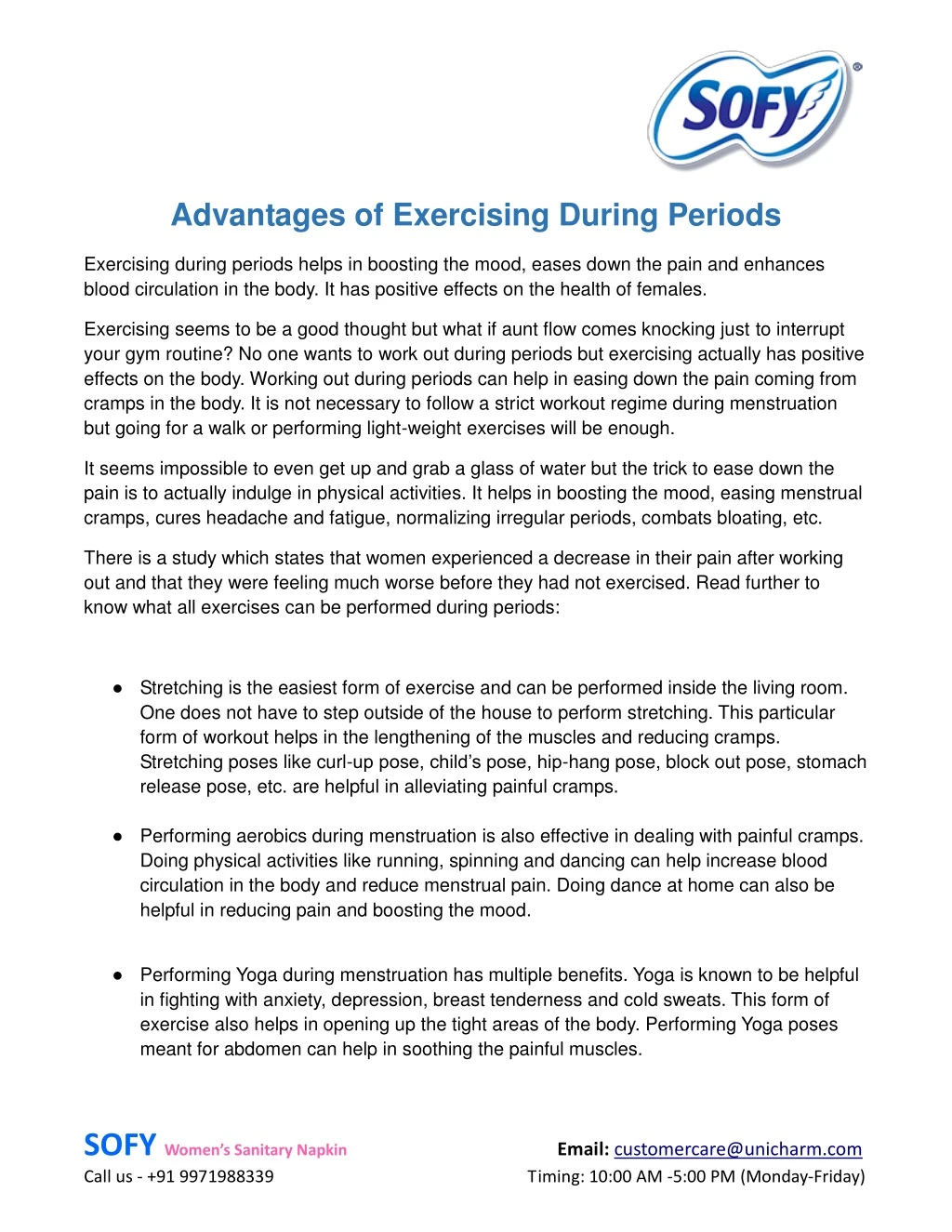 advantages of exercising during periods