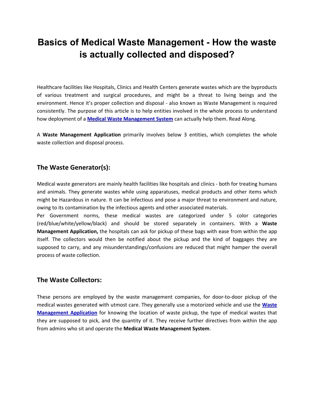 basics of medical waste management how the waste