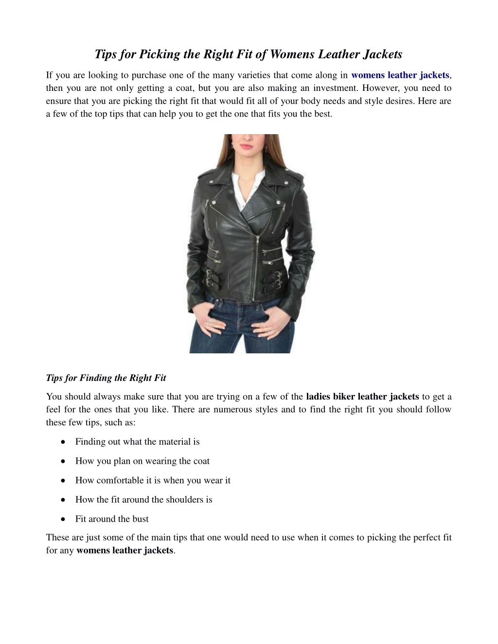 tips for picking the right fit of womens leather