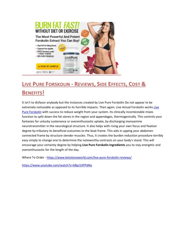 Live Pure Forskolin - The Better Health Secret For Weight Loss