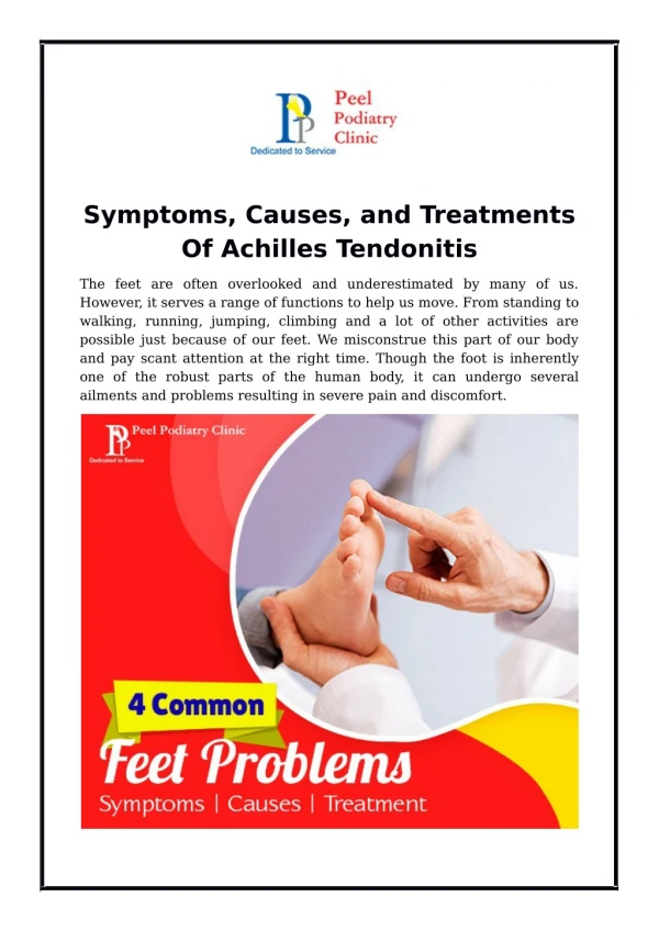 Symptoms, Causes And Treatment Of 4 Common Feet Problems