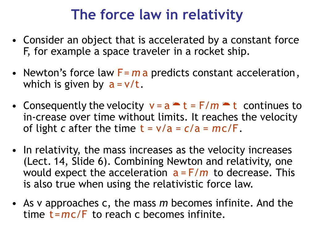 the force law in relativity