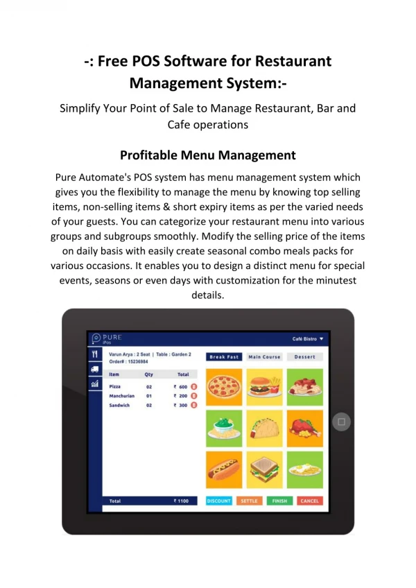 Best POS System for Restaurant, Bar and Cafe Management | Free POS Software for Ordering, Billing, Payments Solution in