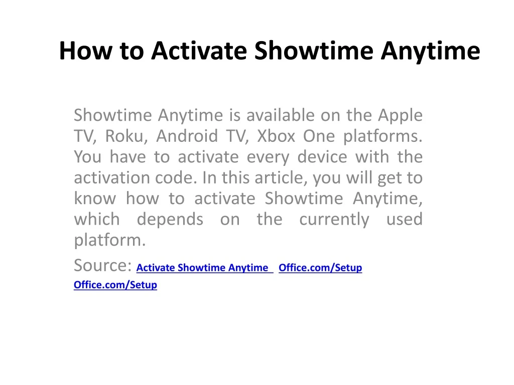 how to activate showtime anytime