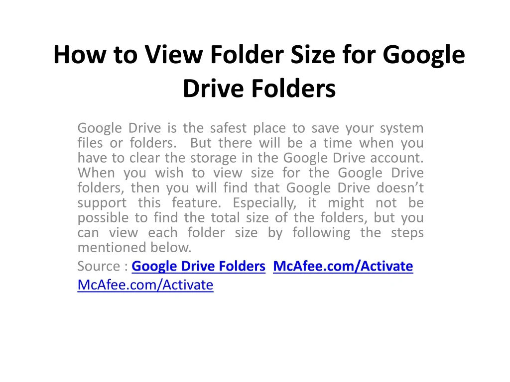 how to view folder size for google drive folders