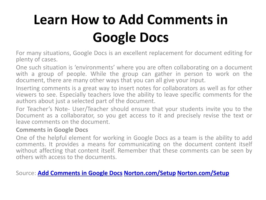 learn how to add comments in google docs