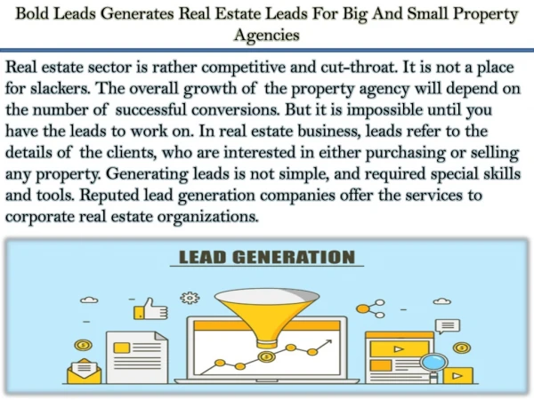 Bold Leads Generates Real Estate Leads For Big And Small Property Agencies