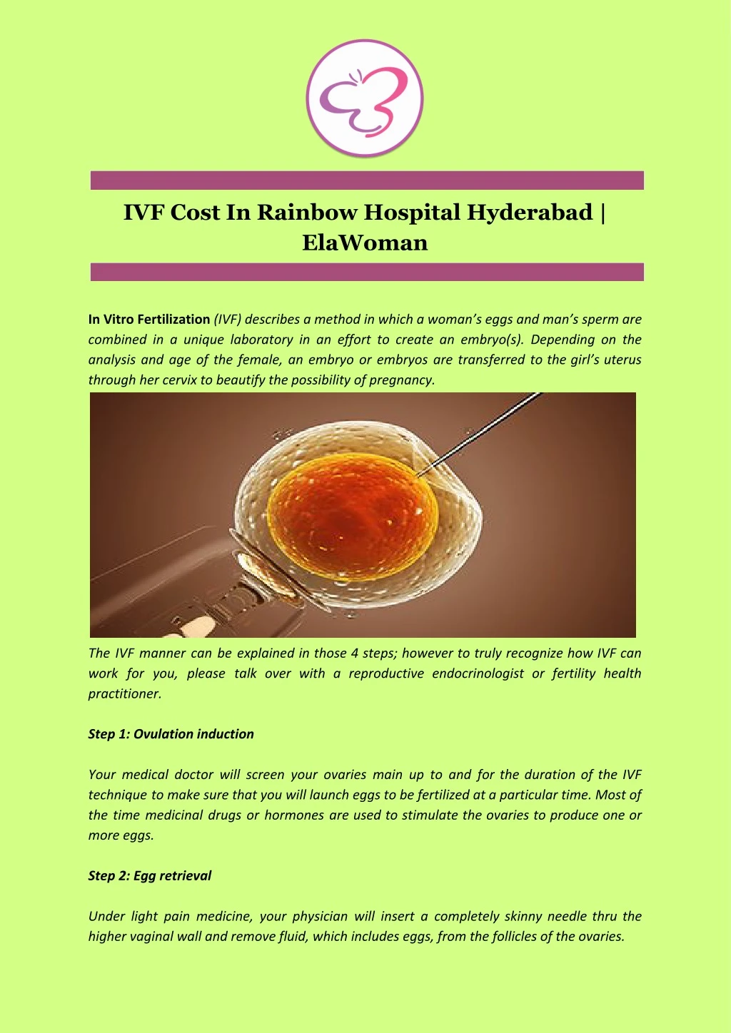 ivf cost in rainbow hospital hyderabad elawoman