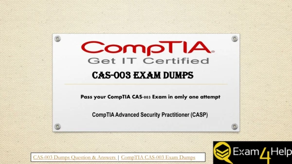 CAS-003 Exam Dumps CAS-003 Questions 100% Valid and Latest | Exam4Help.com Useful CAS-