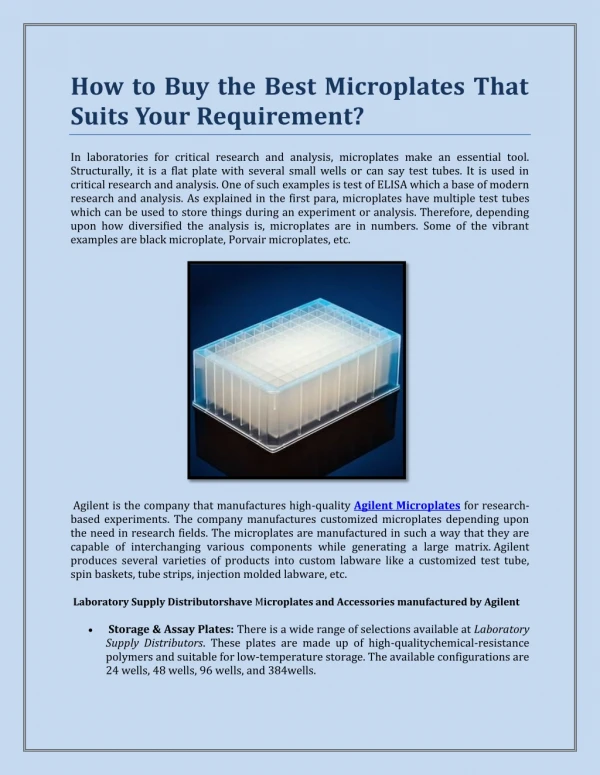 how to buy the best microplates that suits your