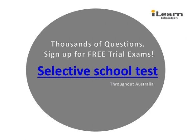 Selective School Exam & Free Online Scholarship Practice Tests
