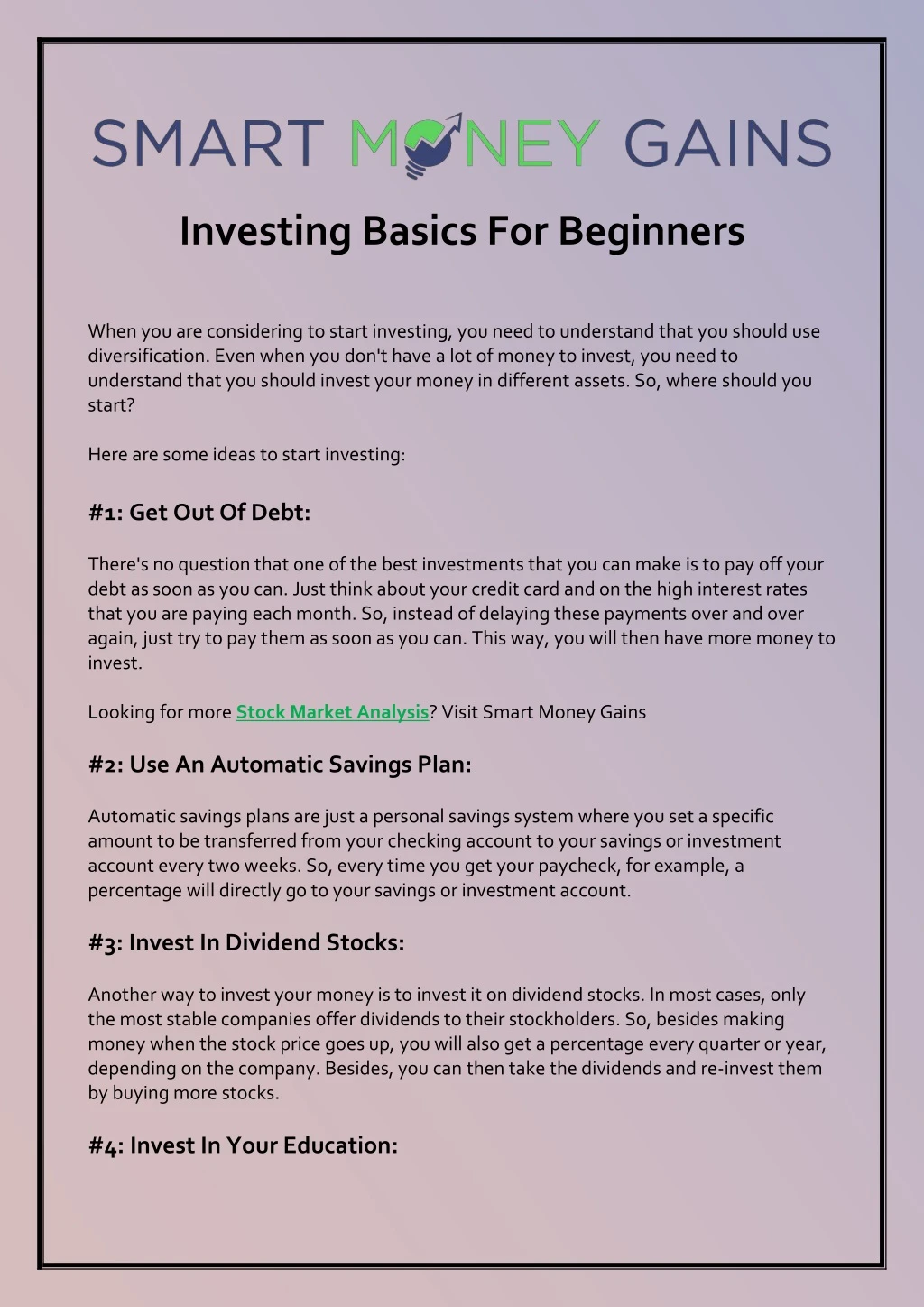 investing basics for beginners