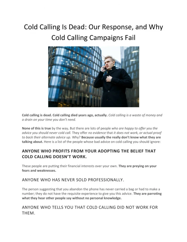 Cold Calling Is Dead Our Response and Why Cold Calling Campaigns Fail