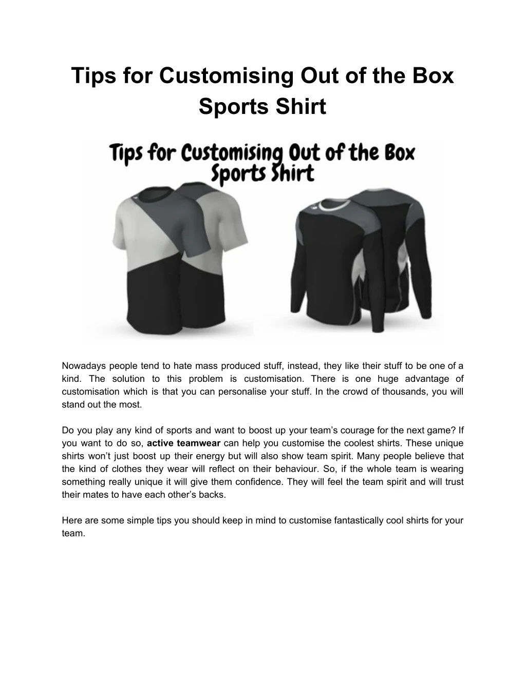 tips for customising out of the box sports shirt